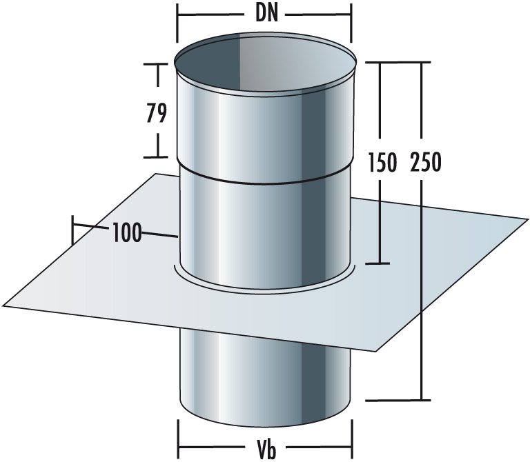 EVI2 - Raab EW Vertrekplaat vierkant met 2 kragen - 50mm breed