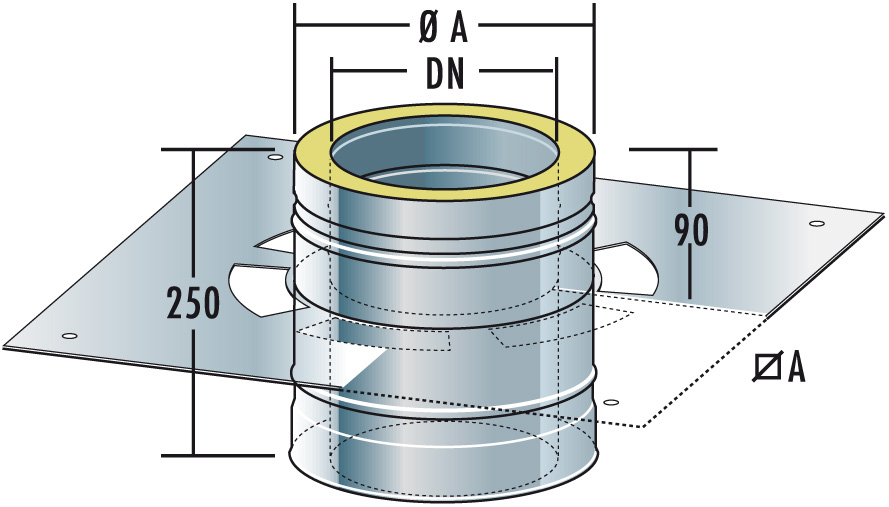 DW Fussteil offen als Zwischenstütze flach mit Hinterlüfting 