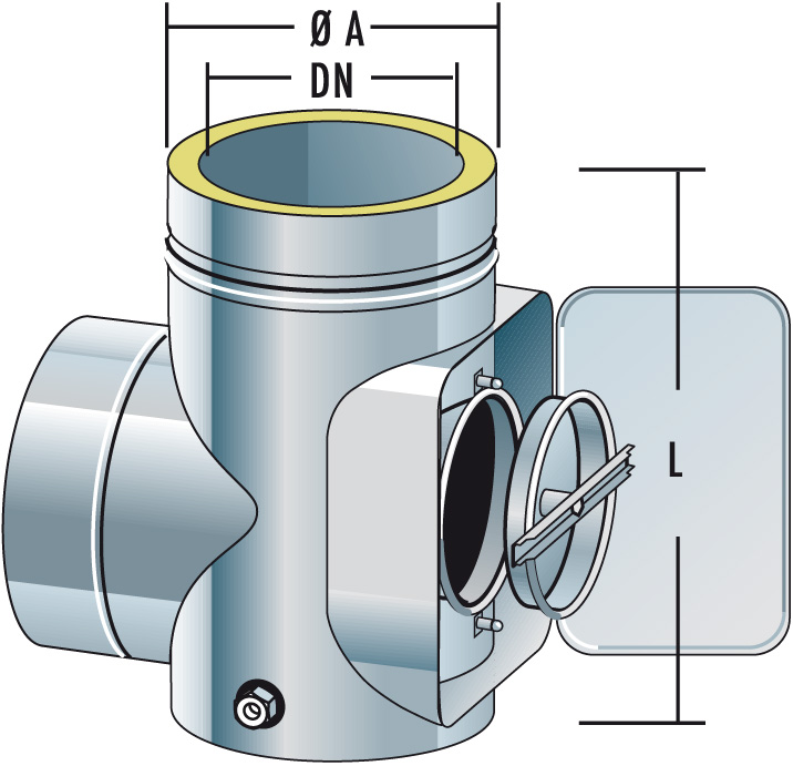 DFKOM...SOND - Raab DW T-stuk 90° met reiniging (Bodemmontage)