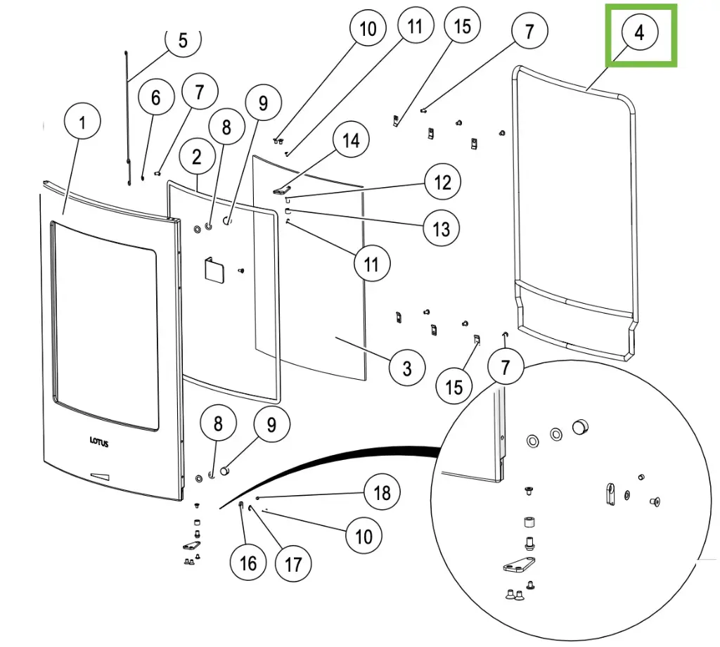 Lotus Jubilee 15 - Dichting deur ø 14mm