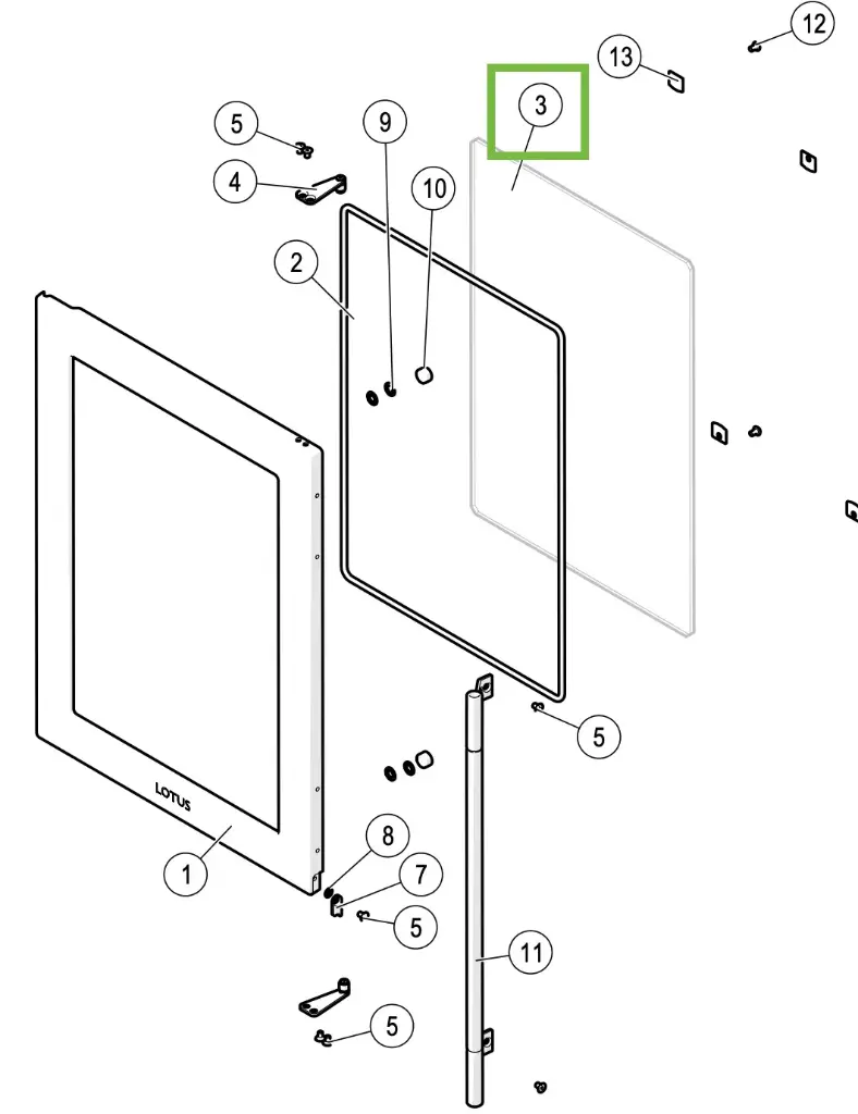 Lotus QM40 - Glas für Tür 381x408