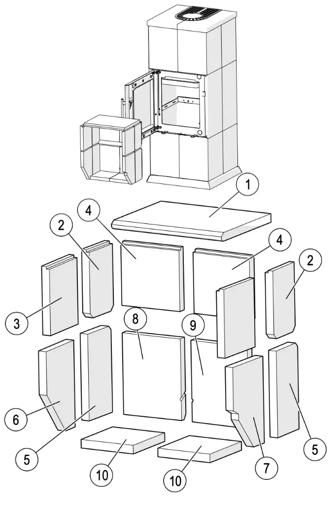 Lotus QM -  Ensemble complet de pierres pour la chambre de combustion (Chamotte)