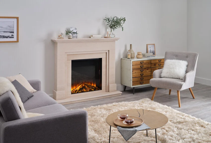 British Fires New Forest 650 SQ - Deluxe Logs & Dark Glass