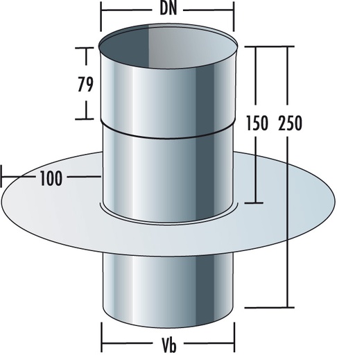 ES-Roho 0,8 mm mit runden Kragen - Blech 2 mm - 100 mm rundum - rund
