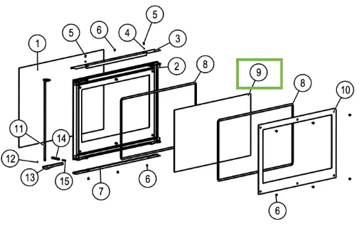 [21H350] Lotus H370 petite - Vitre pour porte foyer (565x335)