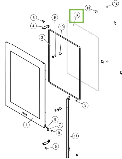 [21QM40950] Lotus QM40 - Glas für Tür 381x408