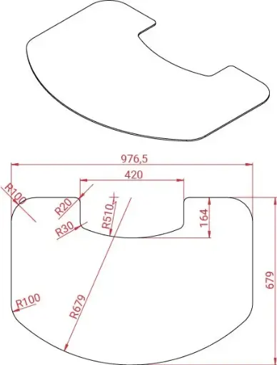 [21M3970] Lotus Mondo 30 - Voorgevormde glazen vloerplaat
