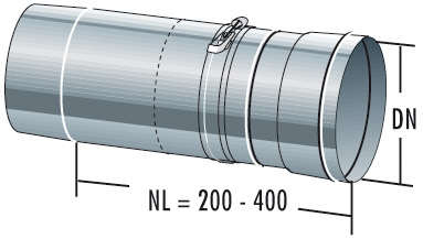 ERAU6 - Élément réglable Raab EW 200 - 400 mm (avec collier de serrage)