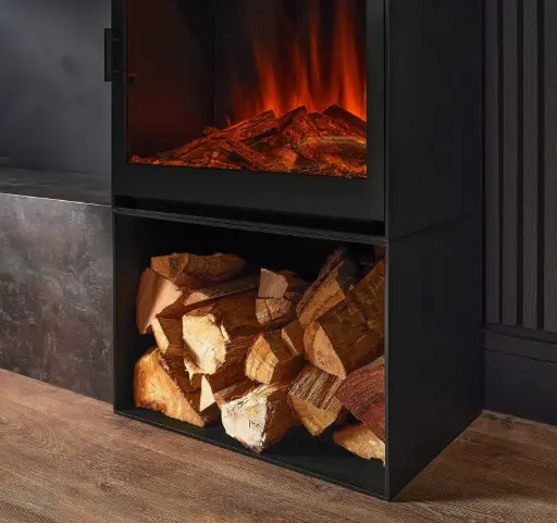[BF-NEWFORESTCUBERANGE-LOGSTORE] British Fires - Socle pour poêle avec rangement à bûches pour New Forest Cube Range